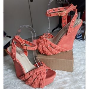 Burnt Orange Platform Studded Size 7.5/6.5